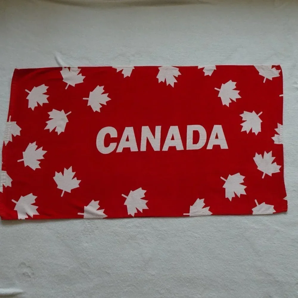 Canada Logo Towel Beach Bath Pool Vacation Dorm Towel Oversize Cotton Maple Leaf